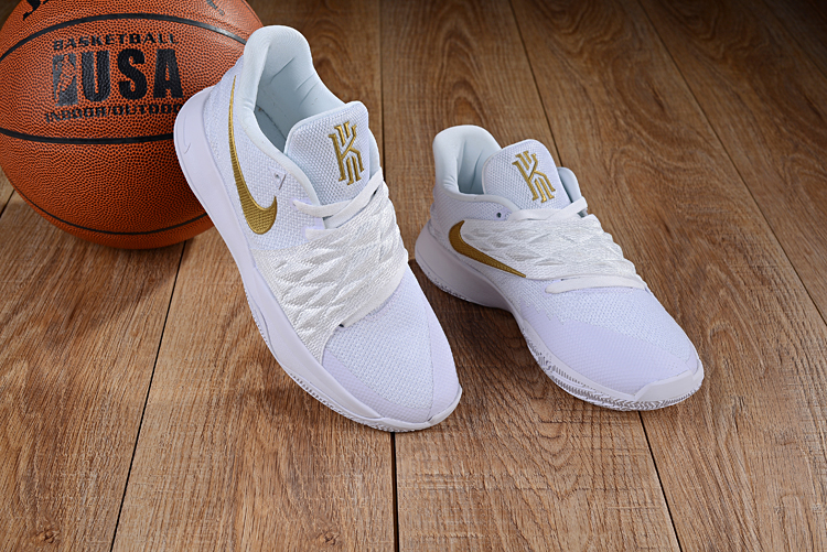 Men Nike Kyrie 4 Low White Gold Shoes